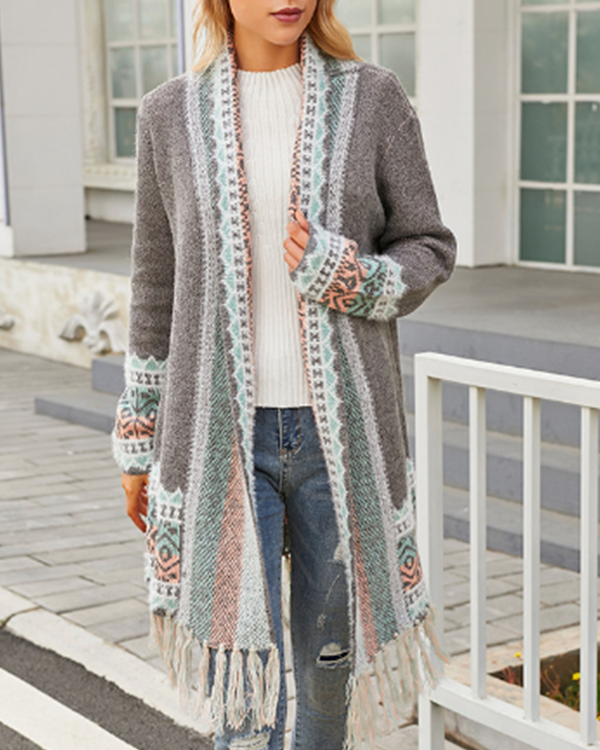Casual Tassel Midi Bohemian Knitted Cardigan