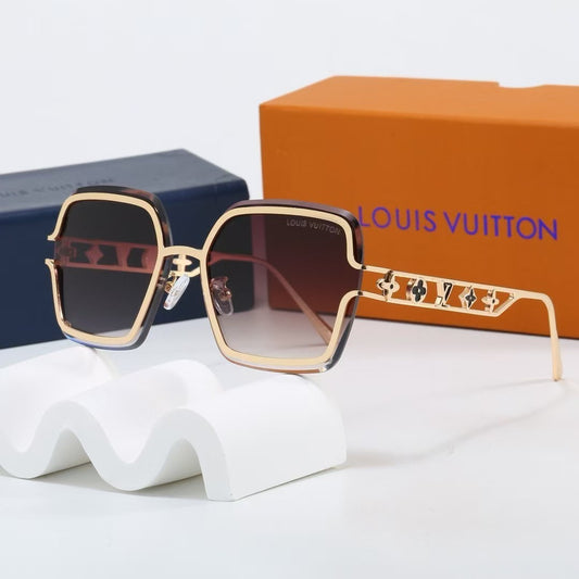 Metal Oversized Frame Sunglasses with Monogram Temples