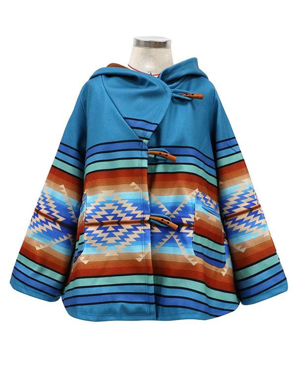 Horn Button Asymmetric A-Line Mid-Length Hooded Overcoat