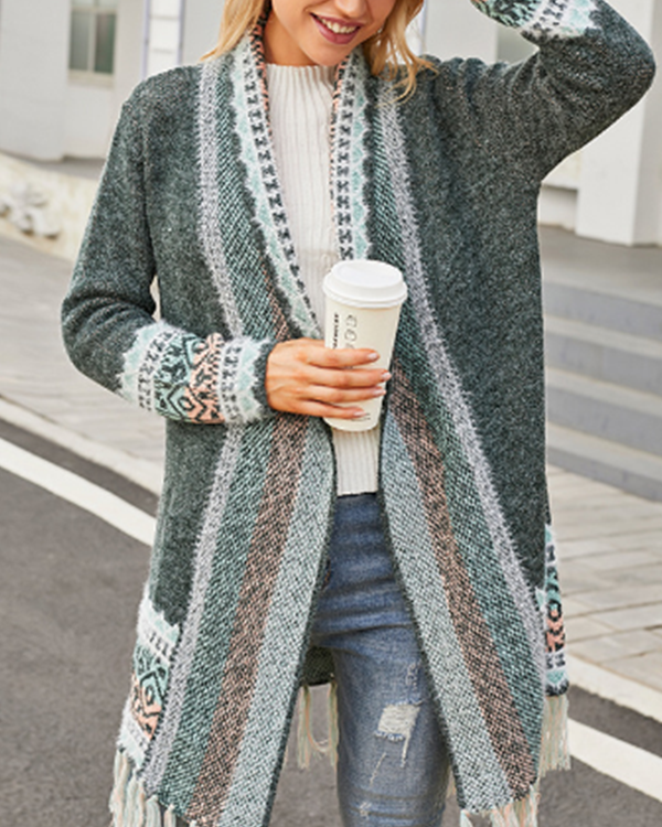 Casual Tassel Midi Bohemian Knitted Cardigan