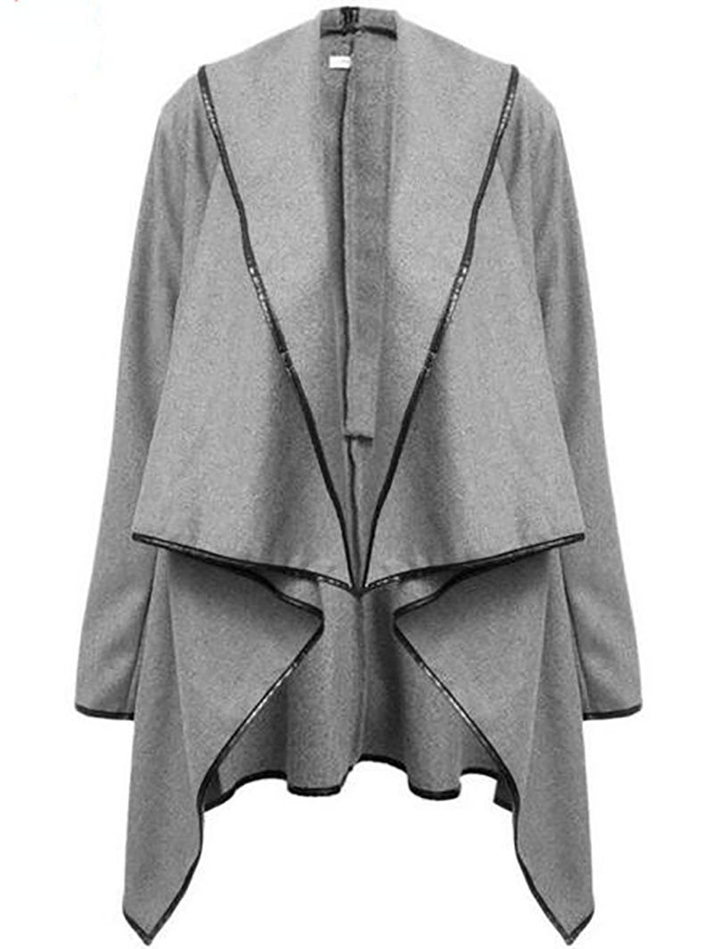 Long Sleeve Shawl Collar Piping Coat