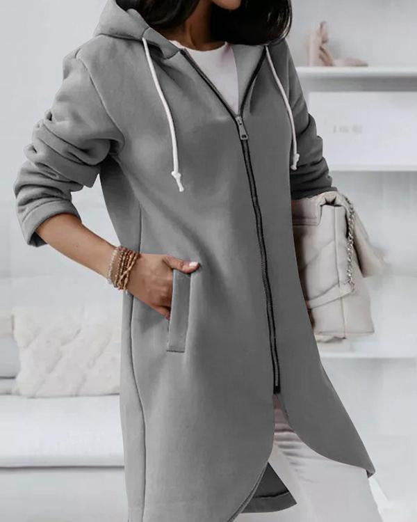 Hooded Zipper Fleece Sweatshirt