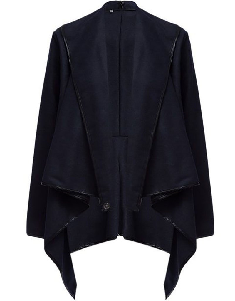 Long Sleeve Shawl Collar Piping Coat