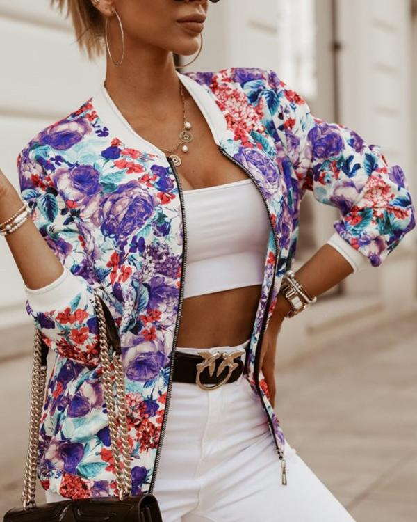 Long Sleeve Printed Short Jacket Small Coat