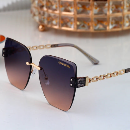 Chain Glow Rimless Sunglasses with Metal Chain Detail (Model 3400)