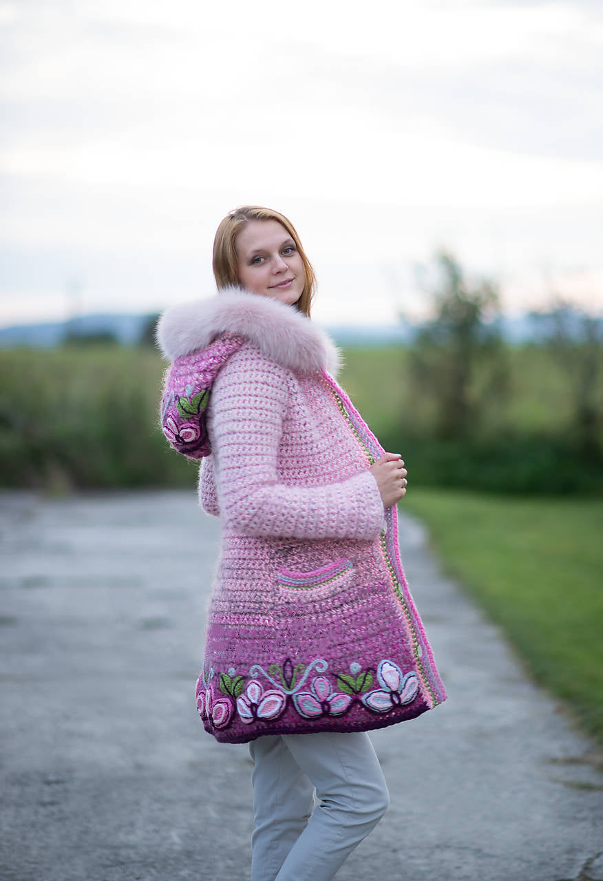 Women Long Sleeve Plus Size Outwear - Pink