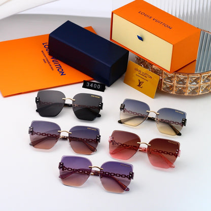 Chain Glow Rimless Sunglasses with Metal Chain Detail (Model 3400)