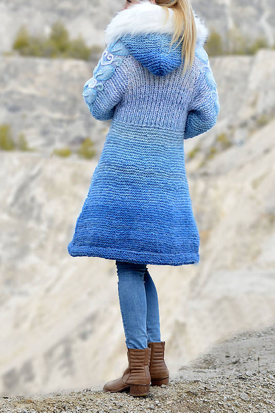 Women Casual Plus Size Long Sleeve Outwear -Blue - Last 58 pcs Left