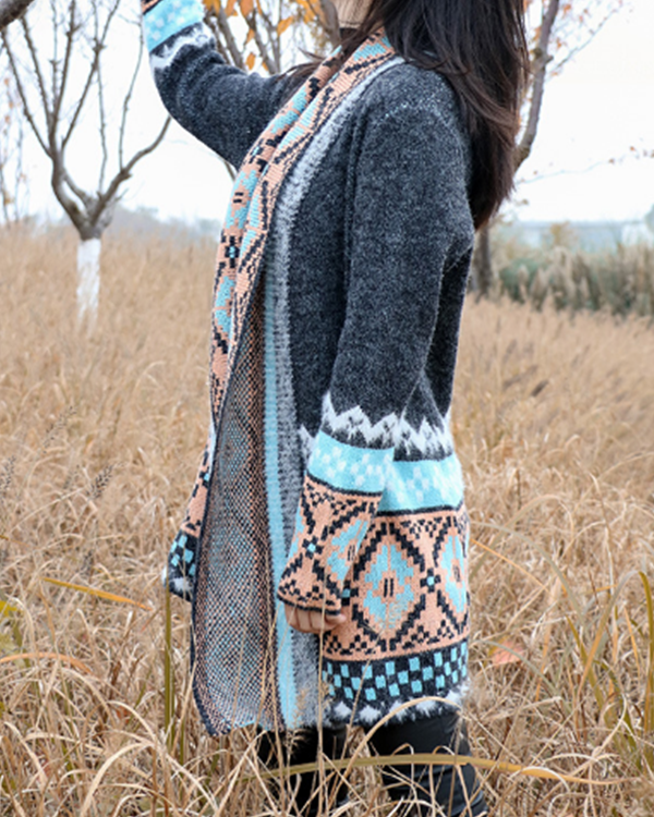 Women's Bohemian  Midi Knitted Cardigan