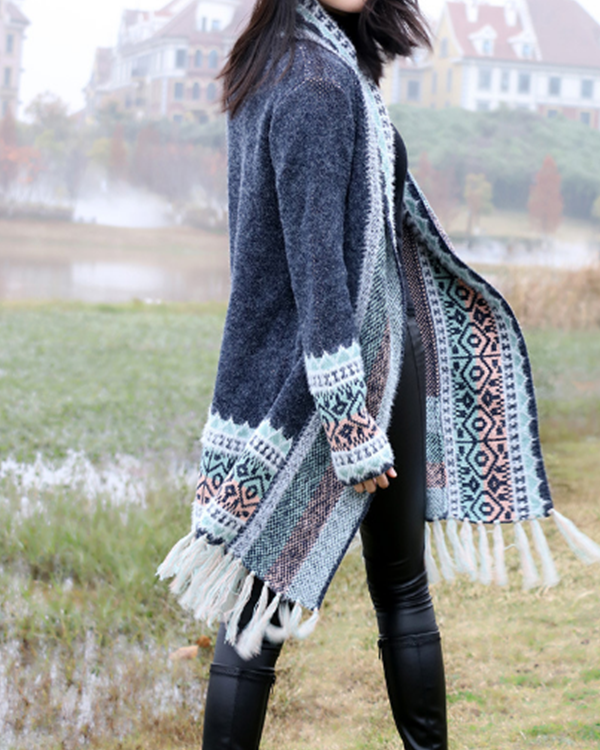Casual Tassel Midi Bohemian Knitted Cardigan