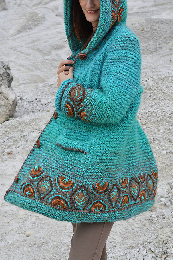 Women Long Sleeve Fashion Plus Size Outwear - Green