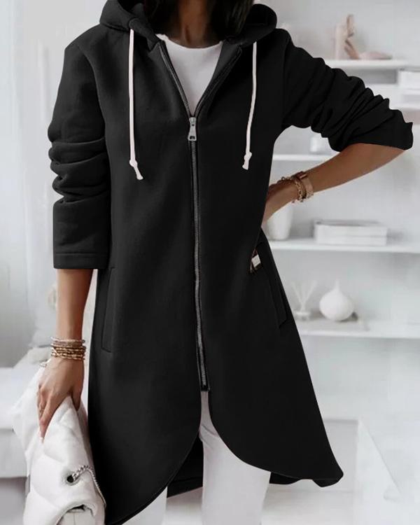 Hooded Zipper Fleece Sweatshirt