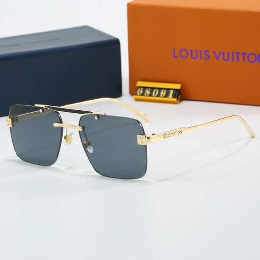 Double Bridge Rimless Metal Sunglasses 68091