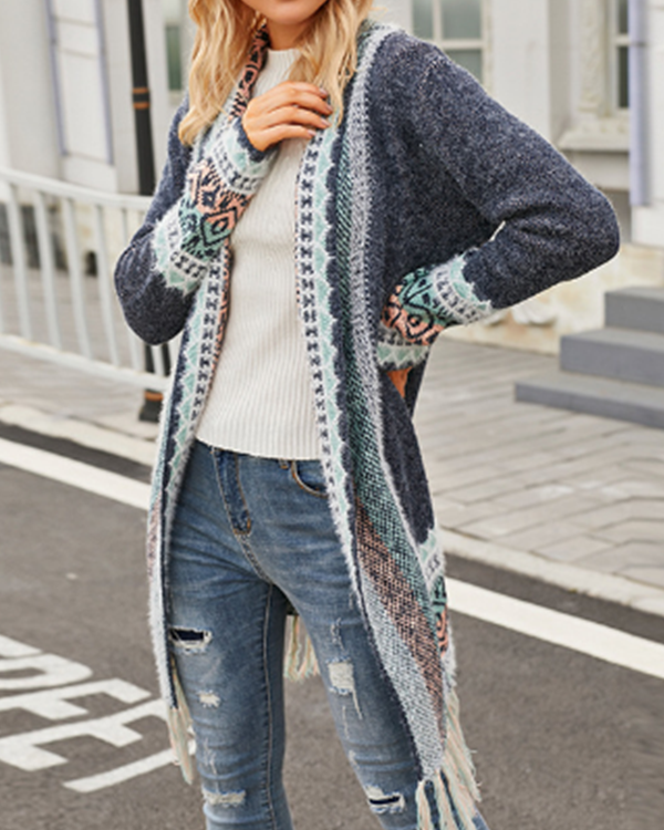 Casual Tassel Midi Bohemian Knitted Cardigan