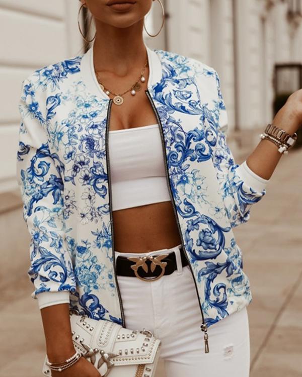 Long Sleeve Printed Short Jacket Small Coat